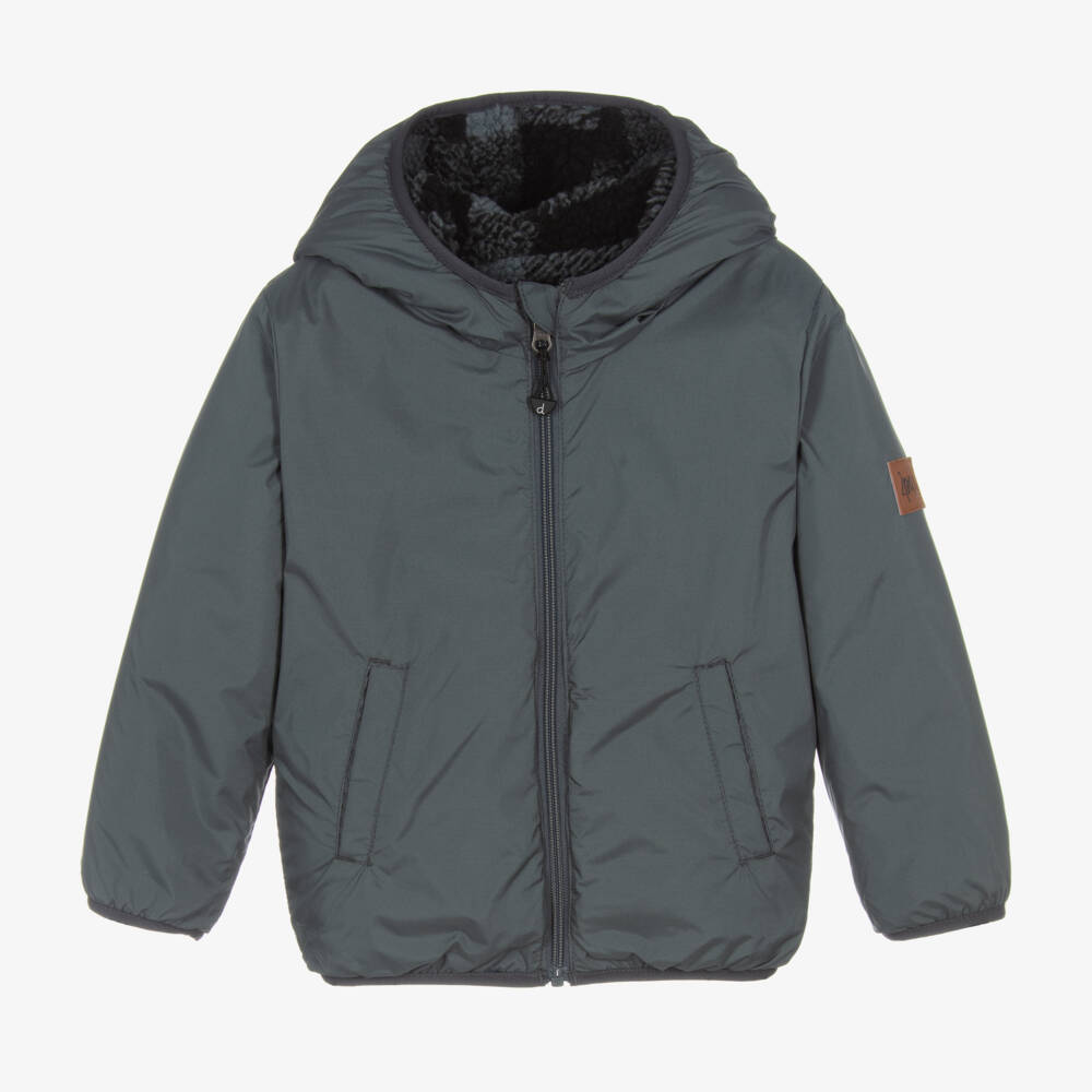 Deux par Deux-معطف دافئ أزرق قابل للعكس للأولاد | Childrensalon Outlet