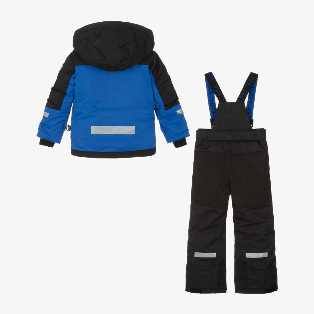 Deux par Deux-Boys Bright Blue & Black Teknik Snowsuit | Childrensalon Outlet