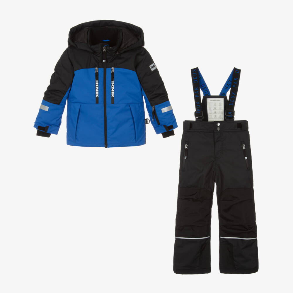 Deux par Deux-Boys Bright Blue & Black Teknik Snowsuit | Childrensalon Outlet