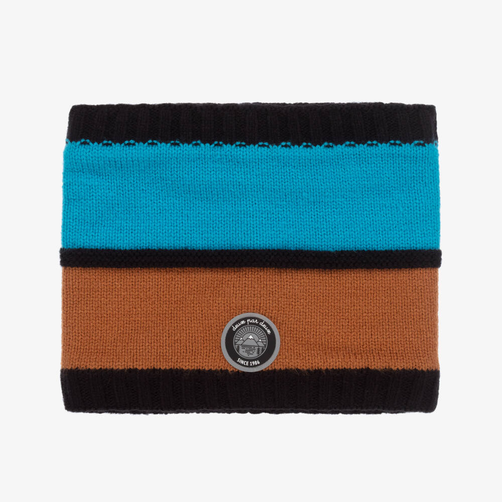 Deux par Deux-Boys Cozy Blue & Brown Neck Warmer | Childrensalon Outlet