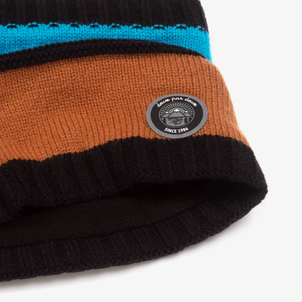 Deux par Deux-Boys Cozy Blue & Brown Neck Warmer | Childrensalon Outlet