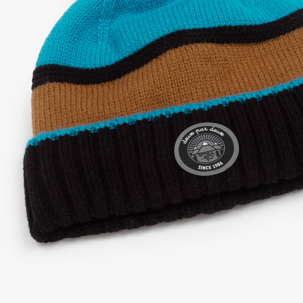 Deux par Deux-Boys Cozy Blue Knit Beanie | Childrensalon Outlet