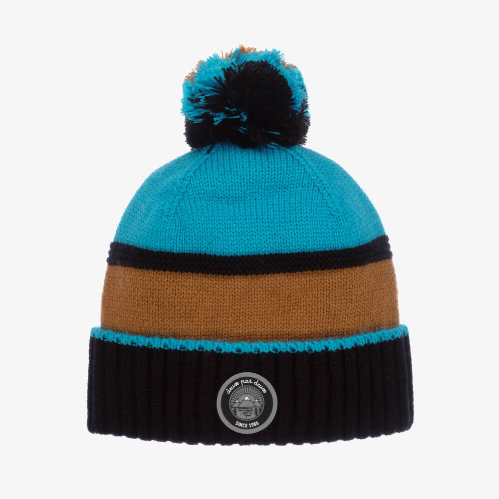 Deux par Deux-Boys Cozy Blue Knit Beanie | Childrensalon Outlet