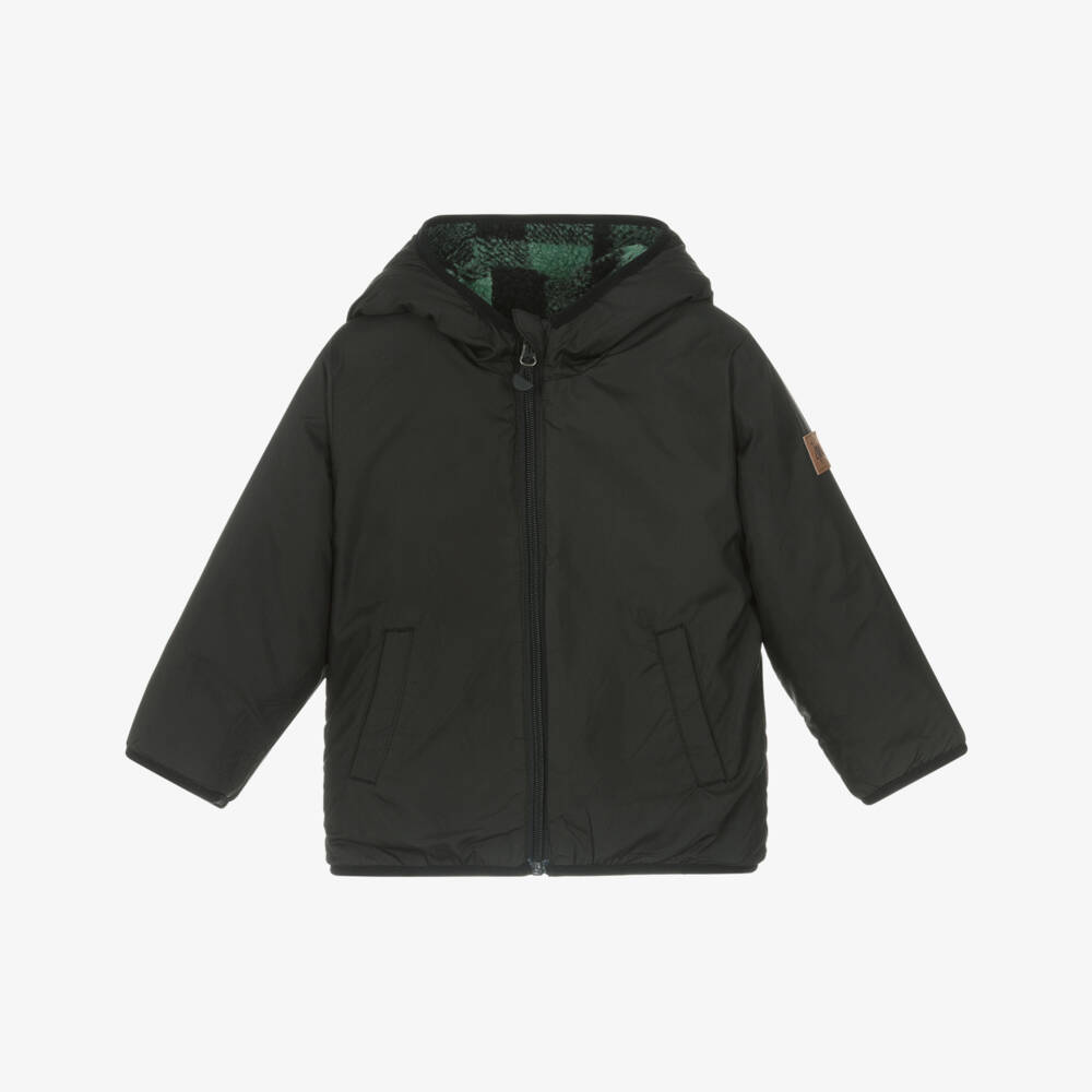 Deux par Deux-Boys Green & Black Reversible Jacket | Childrensalon Outlet