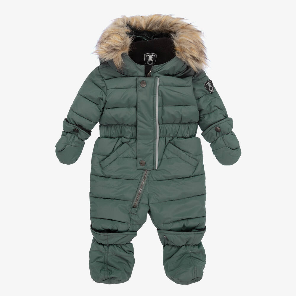 Deux par Deux - Boys Green Snowsuit Set  | Childrensalon