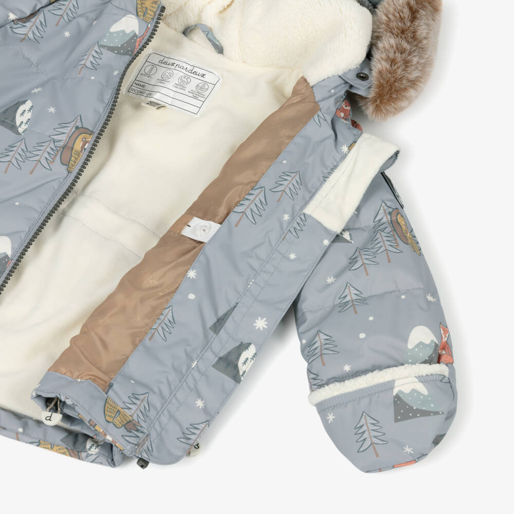 Deux par Deux-Boys Grey Arctic Animal Print Snowsuit | Childrensalon Outlet