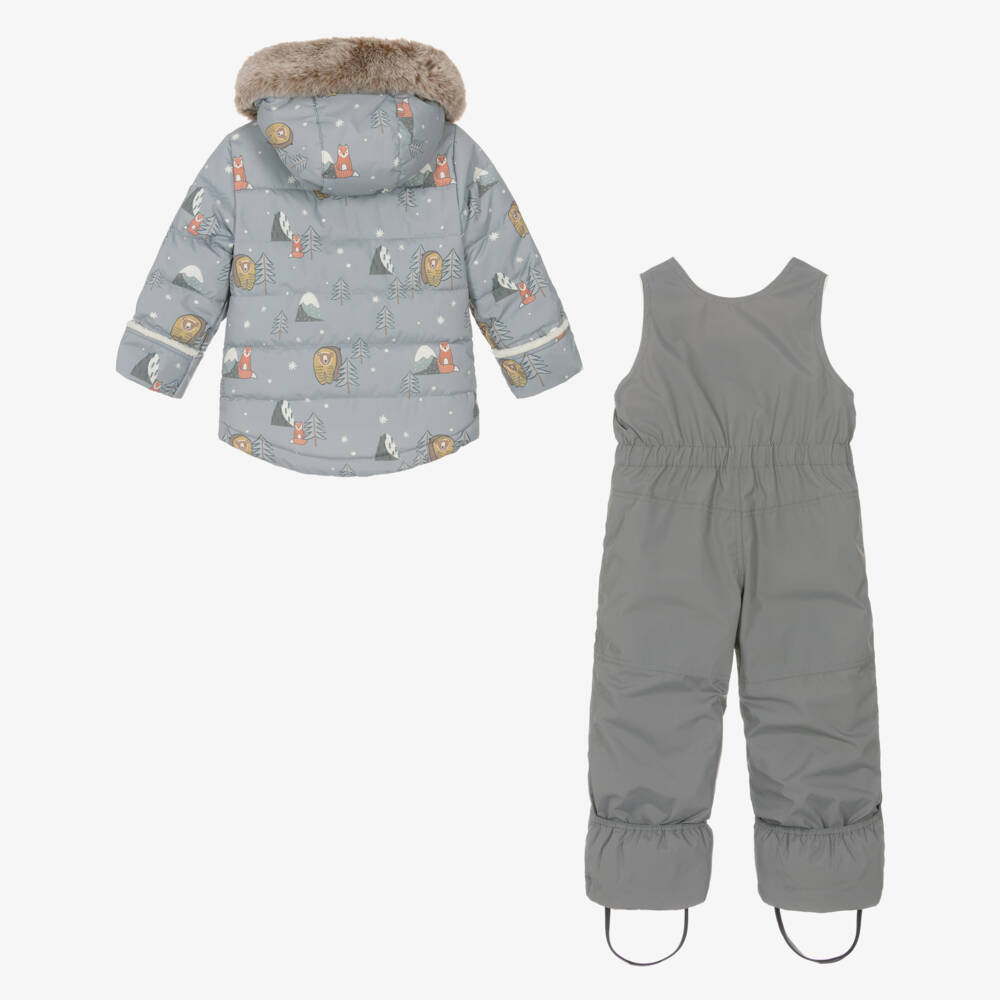 Deux par Deux-Boys Grey Arctic Animal Print Snowsuit | Childrensalon Outlet