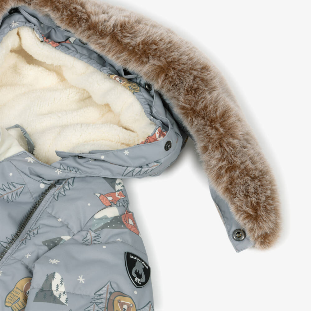 Deux par Deux-Boys Grey Arctic Animal Print Snowsuit | Childrensalon Outlet