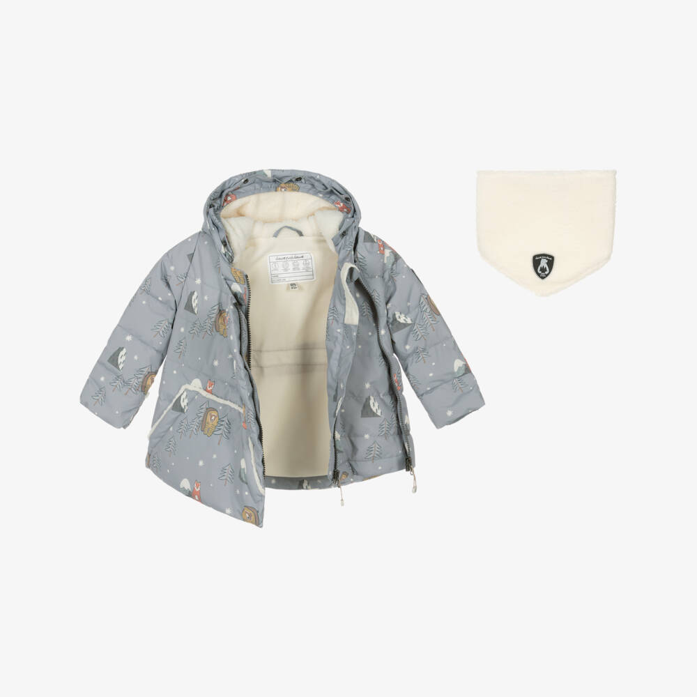 Deux par Deux-Boys Grey Arctic Animal Print Snowsuit | Childrensalon Outlet