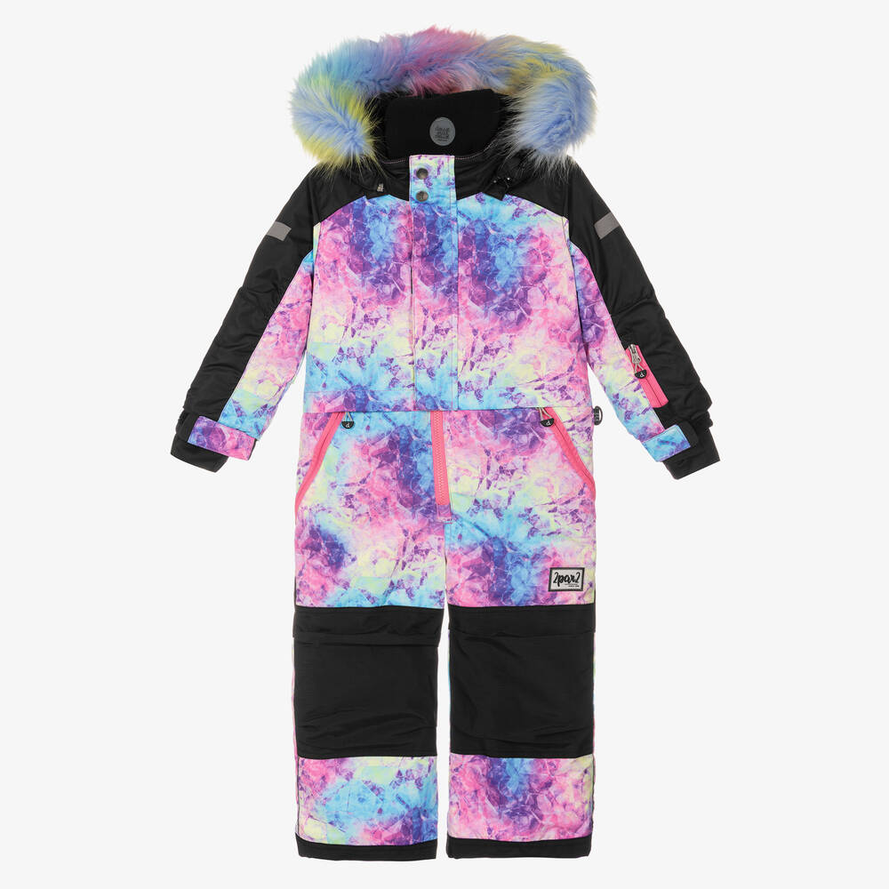 Deux par Deux - Girls Black & Pink Snowsuit | Childrensalon