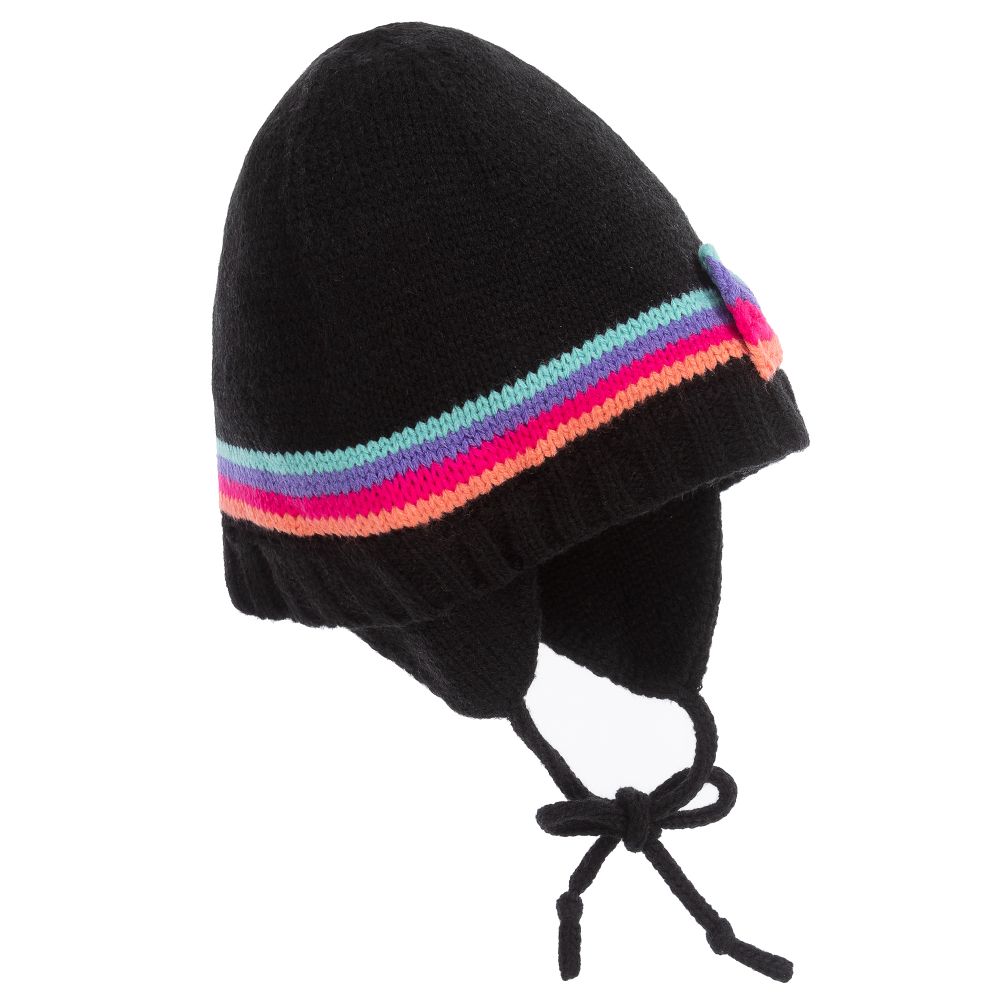 Deux par Deux-Girls Black Striped Hat | Childrensalon Outlet