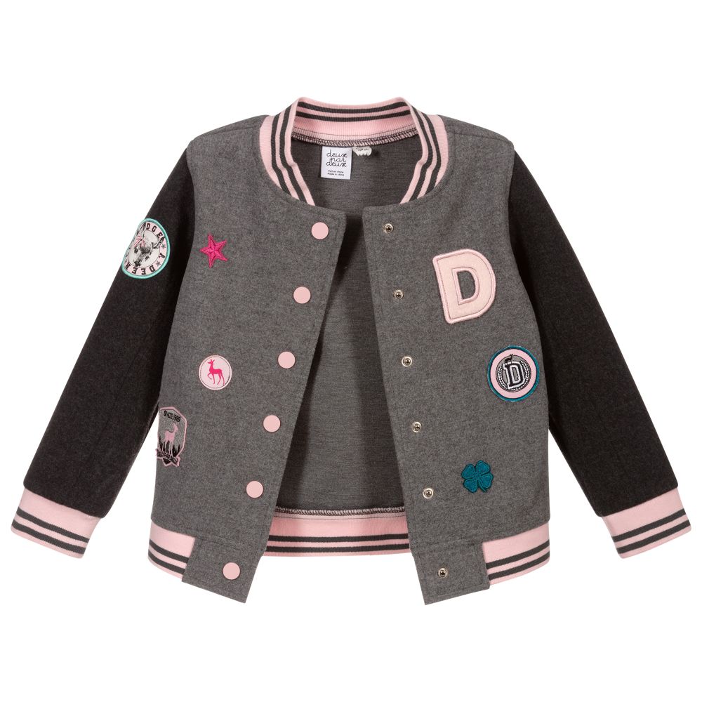 Deux par Deux-Girls Grey & Pink Jacket | Childrensalon Outlet