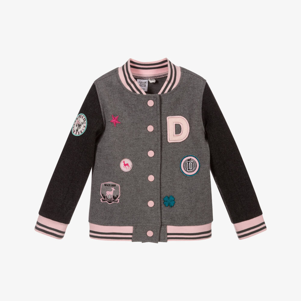 Deux par Deux-Girls Grey & Pink Jacket | Childrensalon Outlet