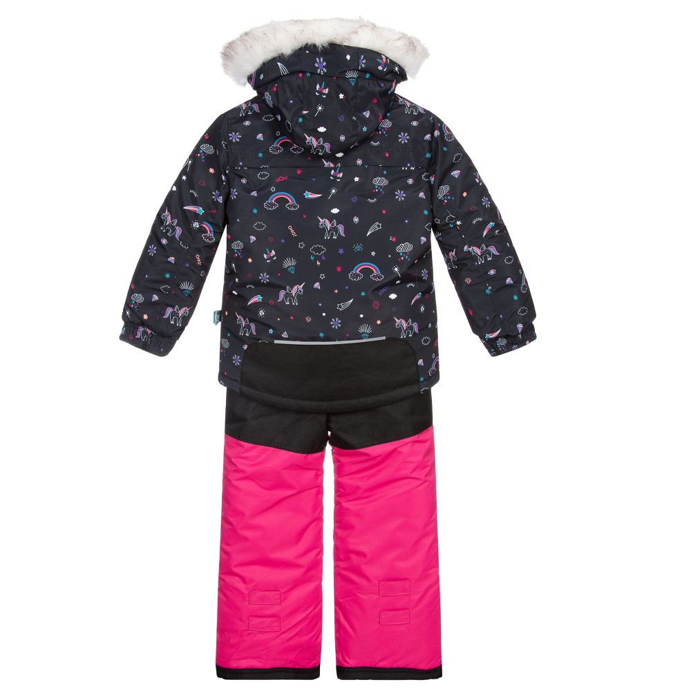 Deux par Deux - Girls Pink & Black Snowsuit | Childrensalon Outlet