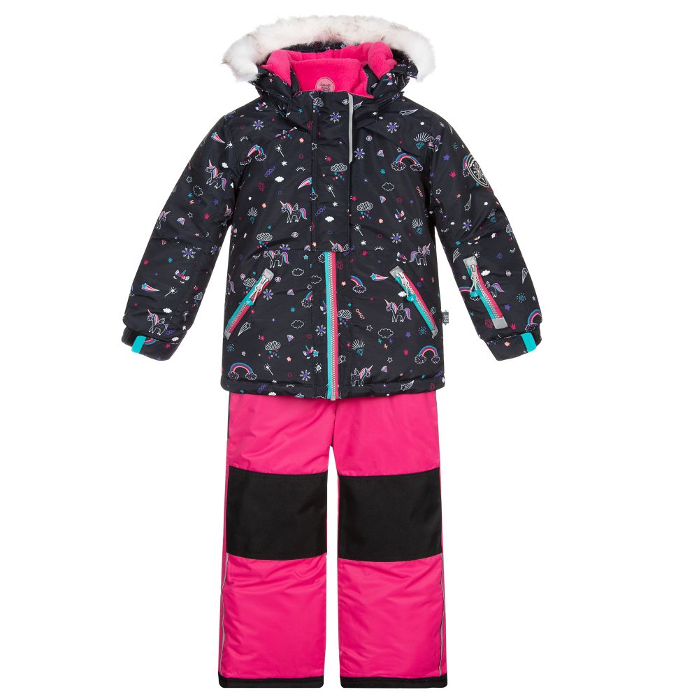 Deux par Deux - Schneeanzug in Pink und Schwarz für Mädchen | Childrensalon