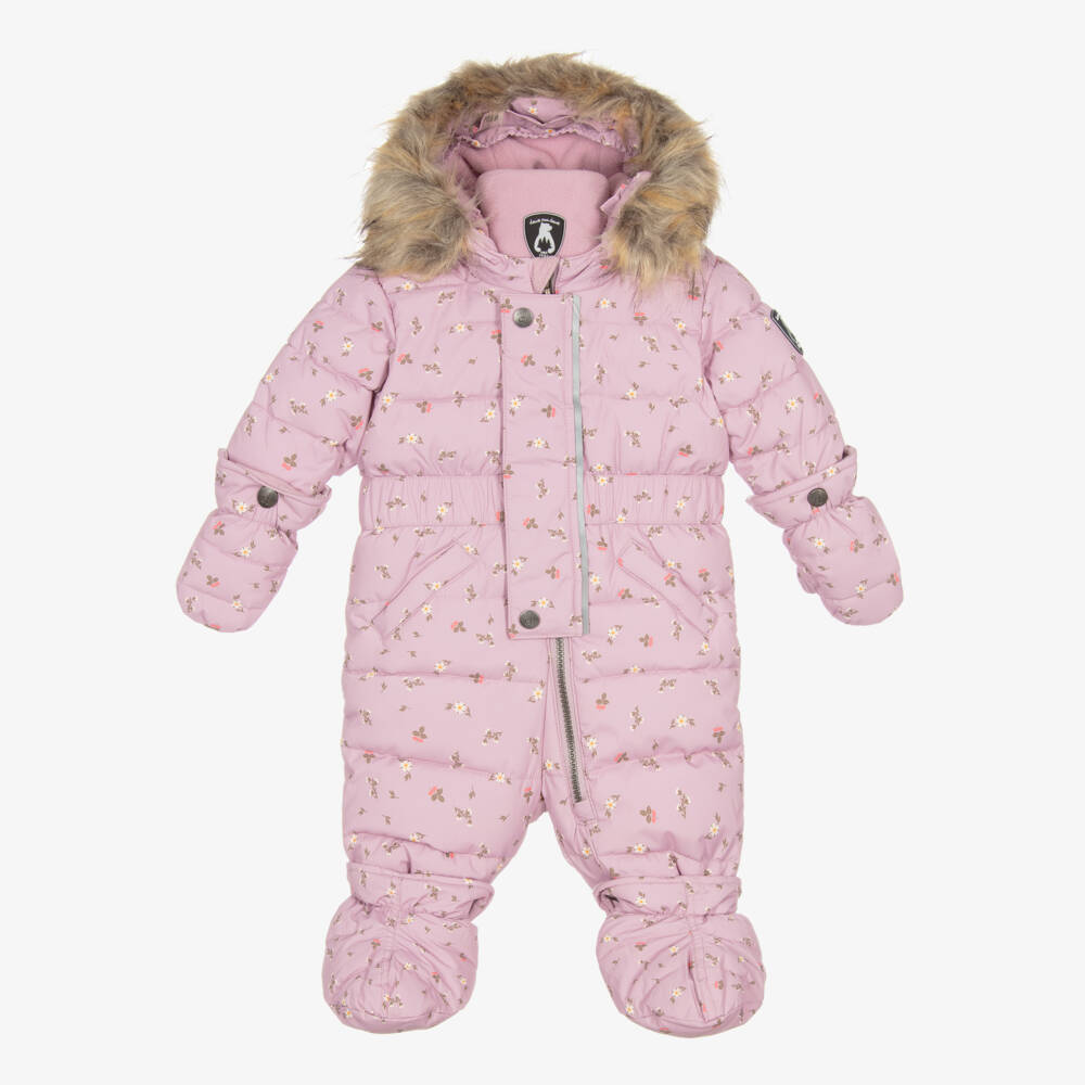 Deux par Deux-Girls Pink Floral Winter Snowsuit | Childrensalon Outlet