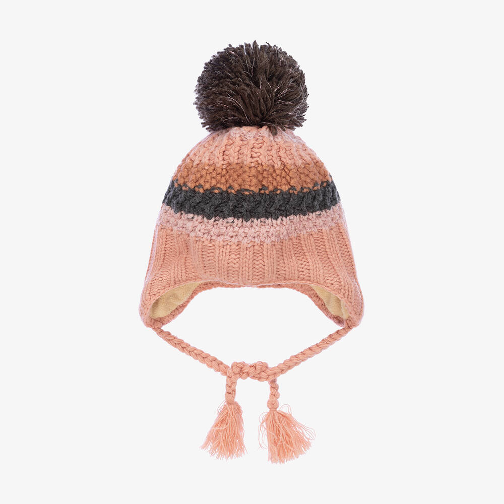 Deux par Deux - Girls Pink Knitted Pom-Pom Hat | Childrensalon