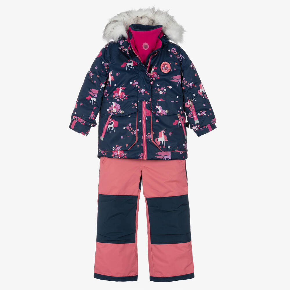 Deux par Deux - Schneeanzug-Set in Rosa & Navyblau | Childrensalon