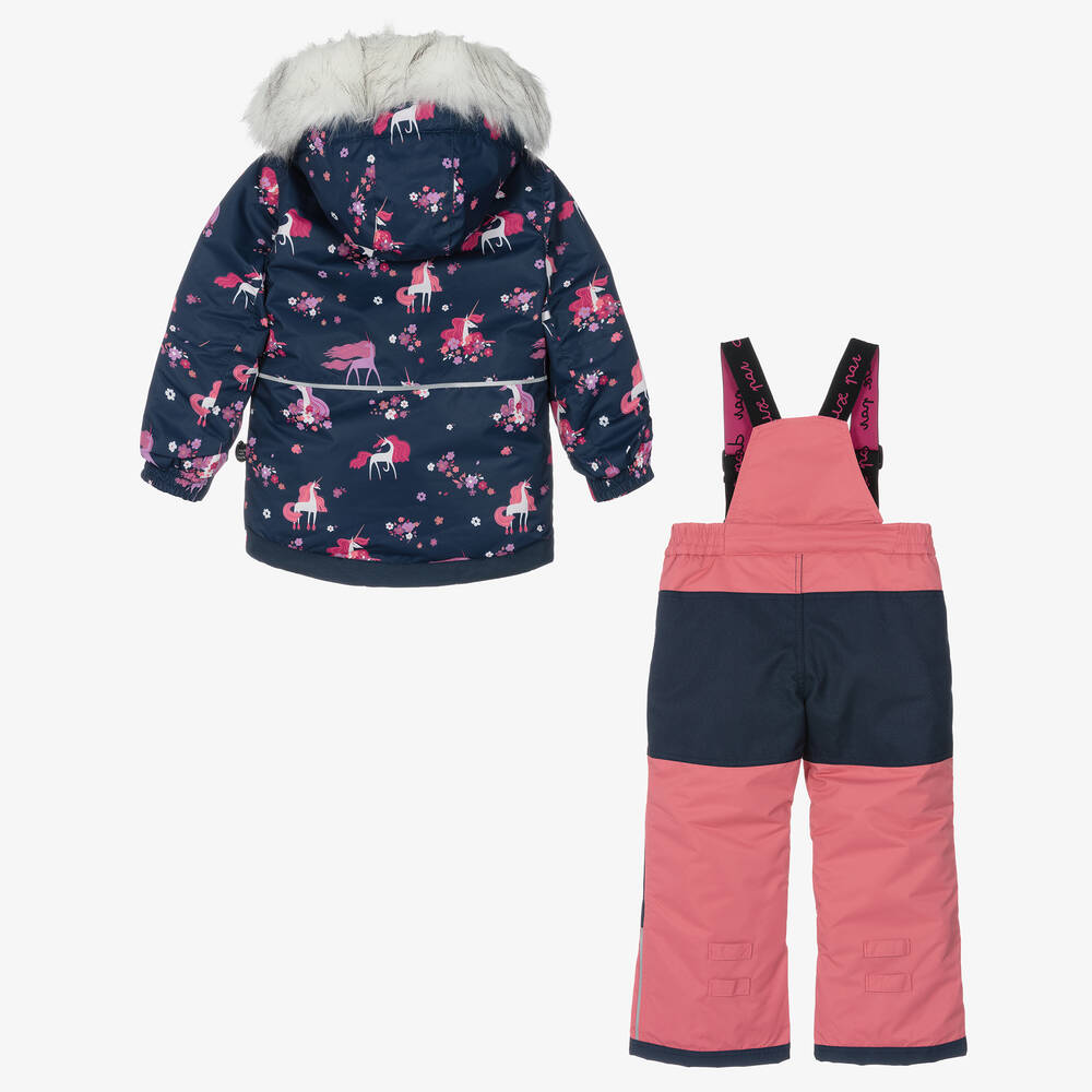 Deux par Deux-Girls Pink & Navy Blue Snowsuit Set | Childrensalon Outlet
