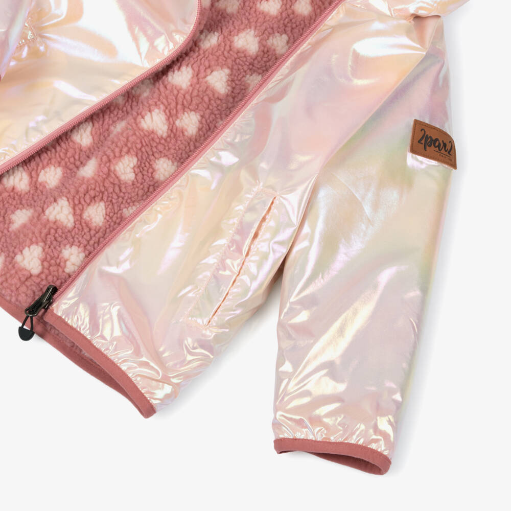 Deux par Deux-Girls Pink Reversible Hooded Jacket | Childrensalon Outlet