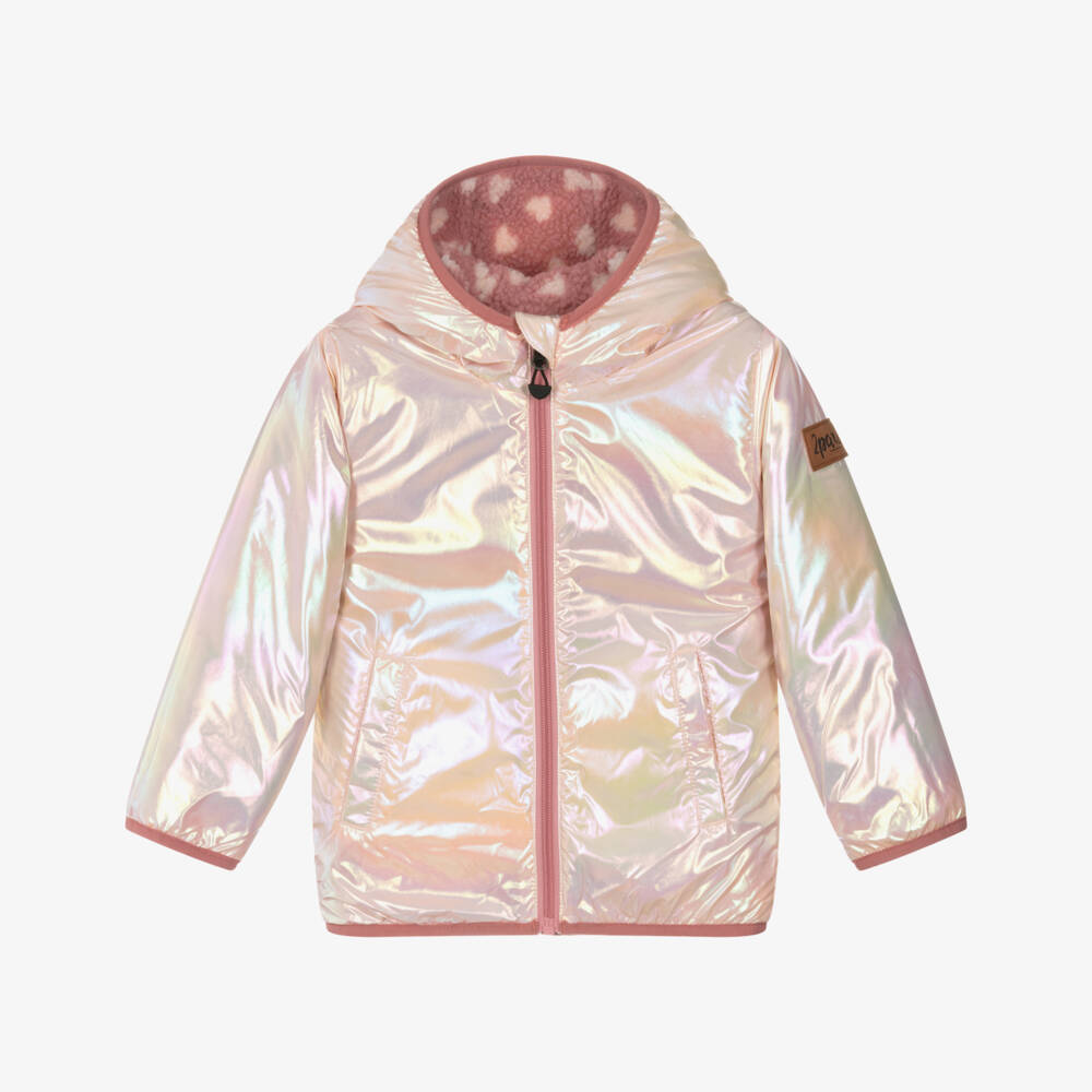 Deux par Deux-Girls Pink Reversible Hooded Jacket | Childrensalon Outlet