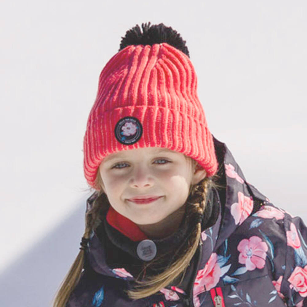 Deux par Deux-Girls Pink Ribbed Knit Bobble Hat | Childrensalon Outlet