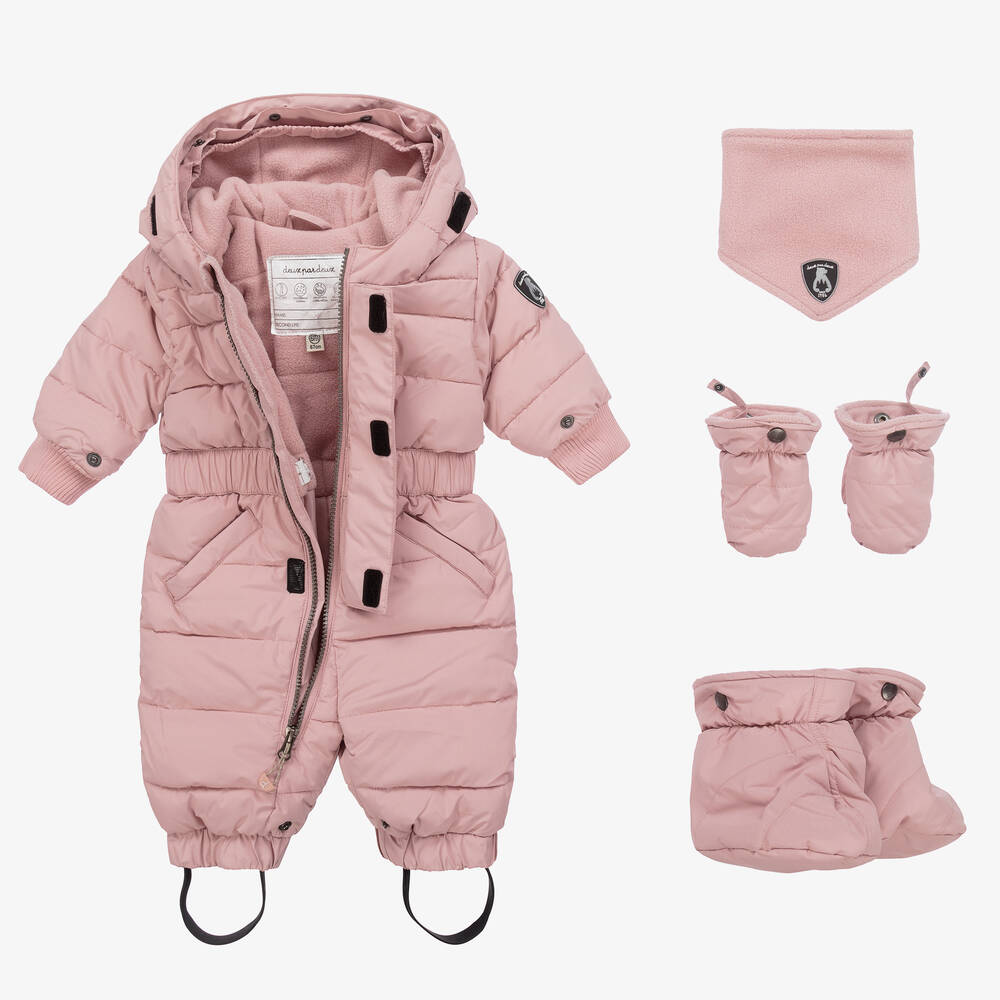 Deux par Deux-Girls Pink Snowsuit Set  | Childrensalon Outlet