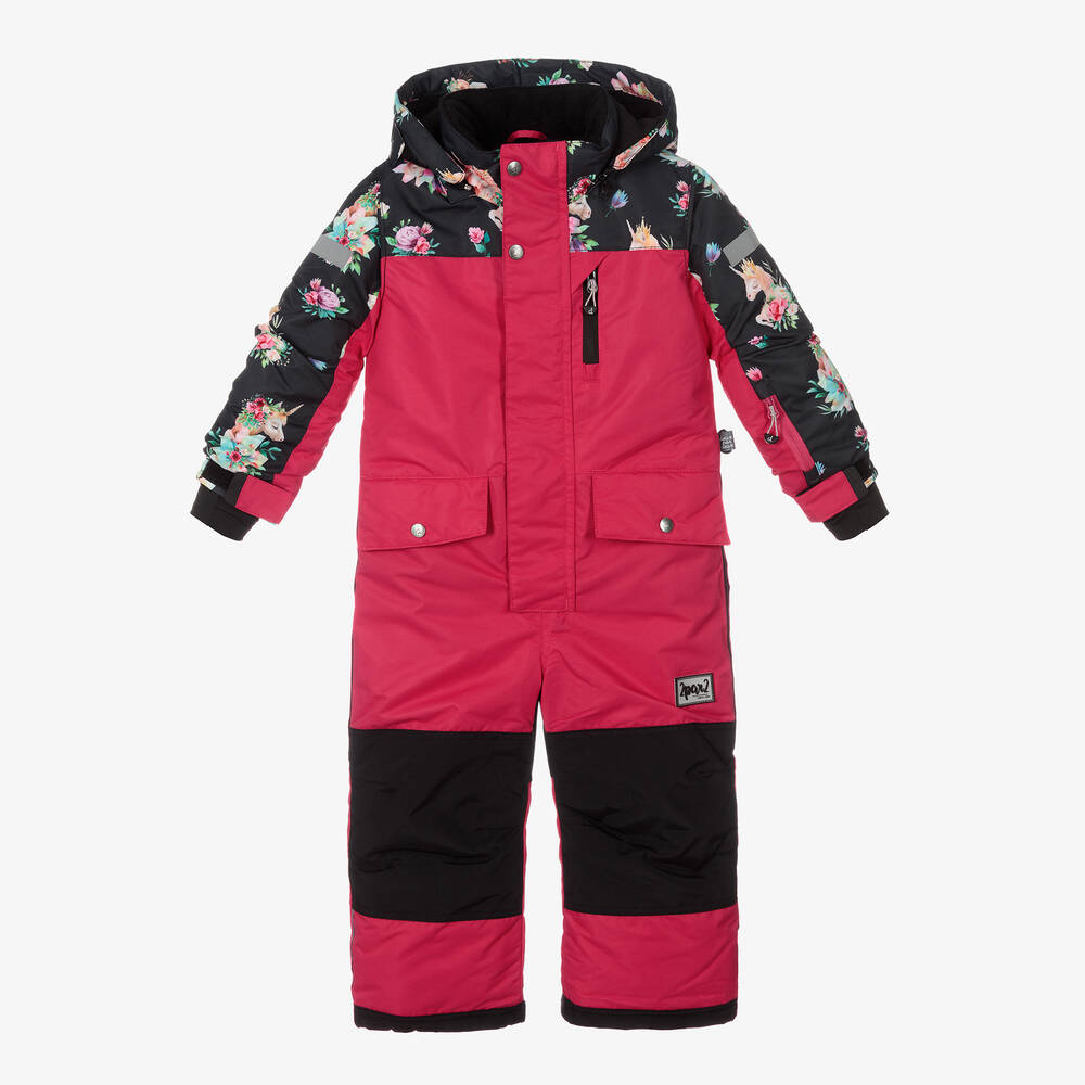 Deux par Deux - Girls Pink Unicorn Snowsuit | Childrensalon