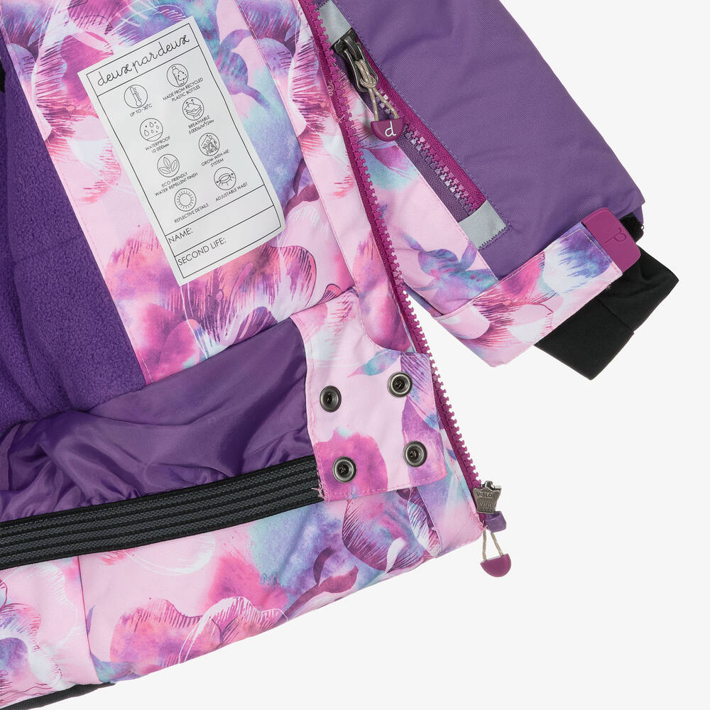  دو بار دو-طقم أوفرول شتوي بطبعة ورود لون بنفسجي للبنات | Childrensalon Outlet
