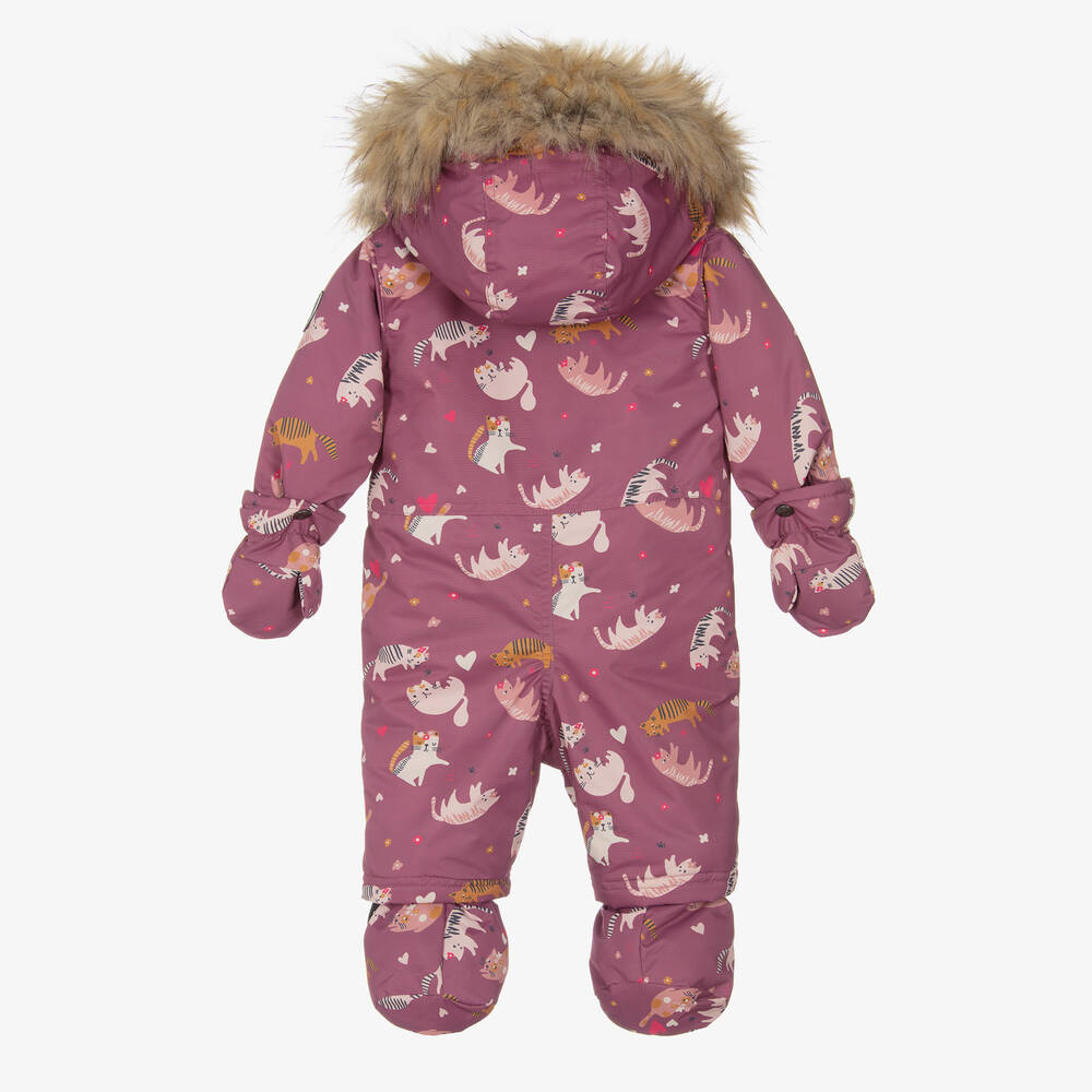 Deux par Deux-Фиолетово-розовый комплект с зимним комбинезоном с котами | Childrensalon Outlet