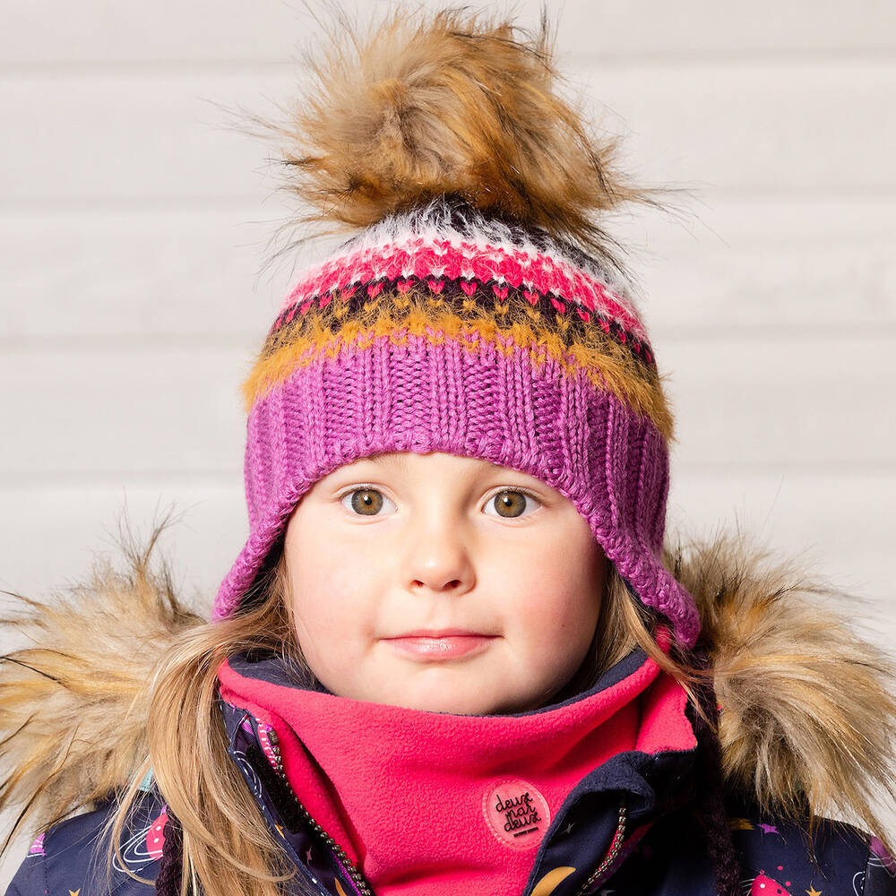 Deux par Deux-Girls Purple Wool Blend Hat | Childrensalon Outlet