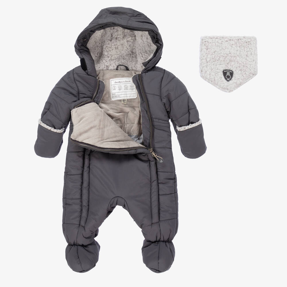 Deux par Deux-Grey 2 Piece Baby Snowsuit Set | Childrensalon Outlet