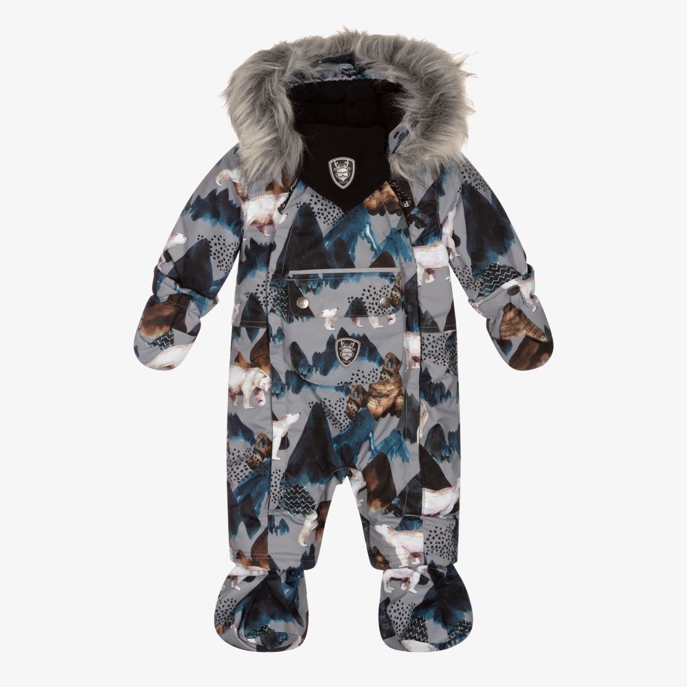 Deux par Deux - Grey Bears Snowsuit Set | Childrensalon