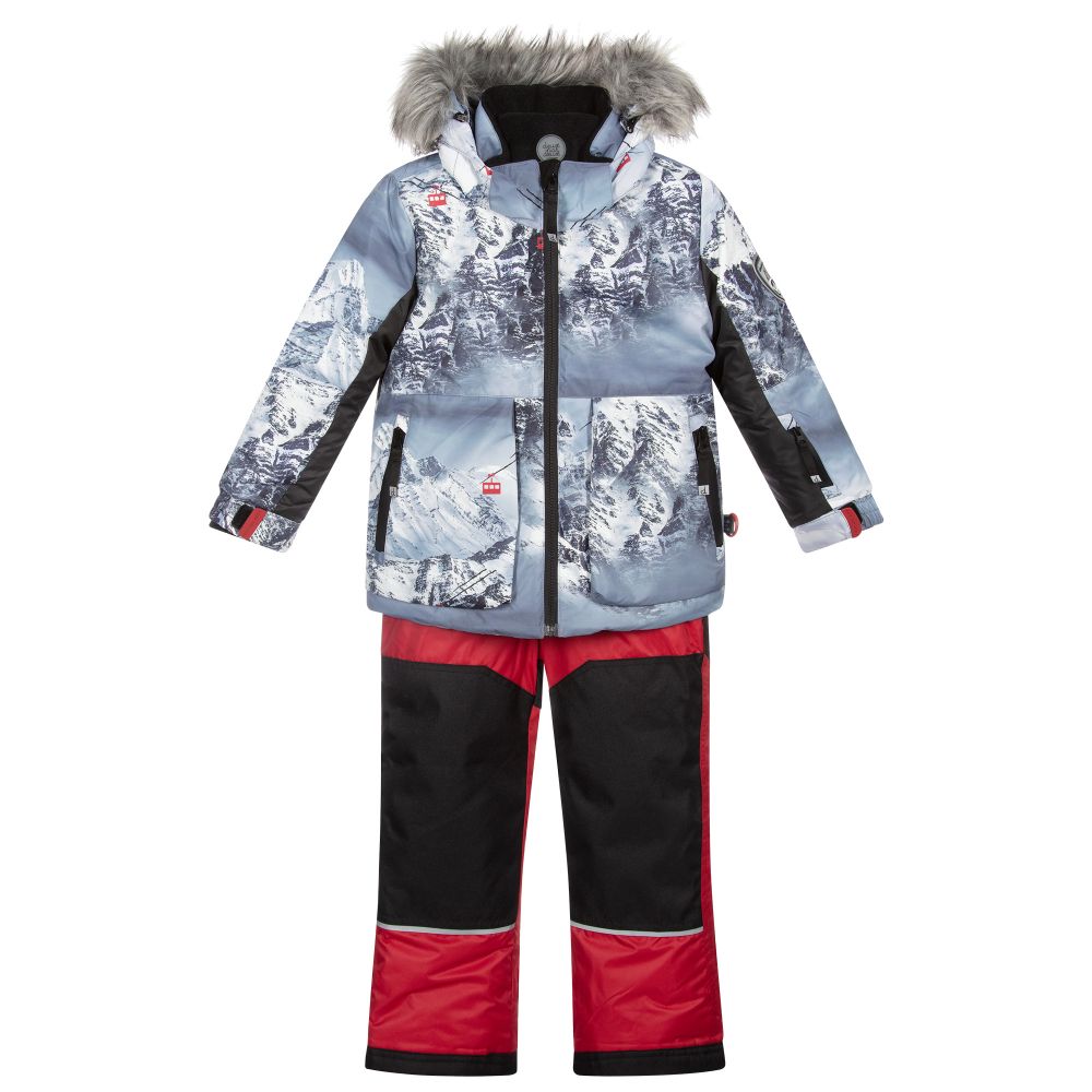 Deux par Deux - Grey & Red 3 Piece Snowsuit | Childrensalon