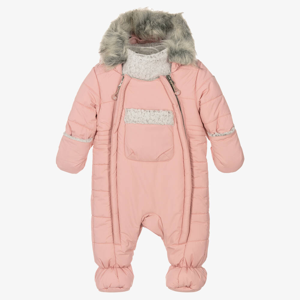 Deux par Deux - Pink 2 Piece Baby Snowsuit Set | Childrensalon