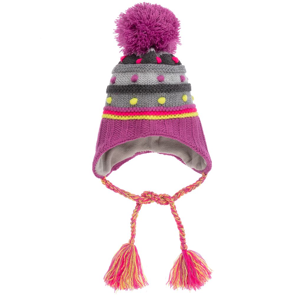 Deux par Deux - Фиолетовая шапка в полоску с помпоном | Childrensalon