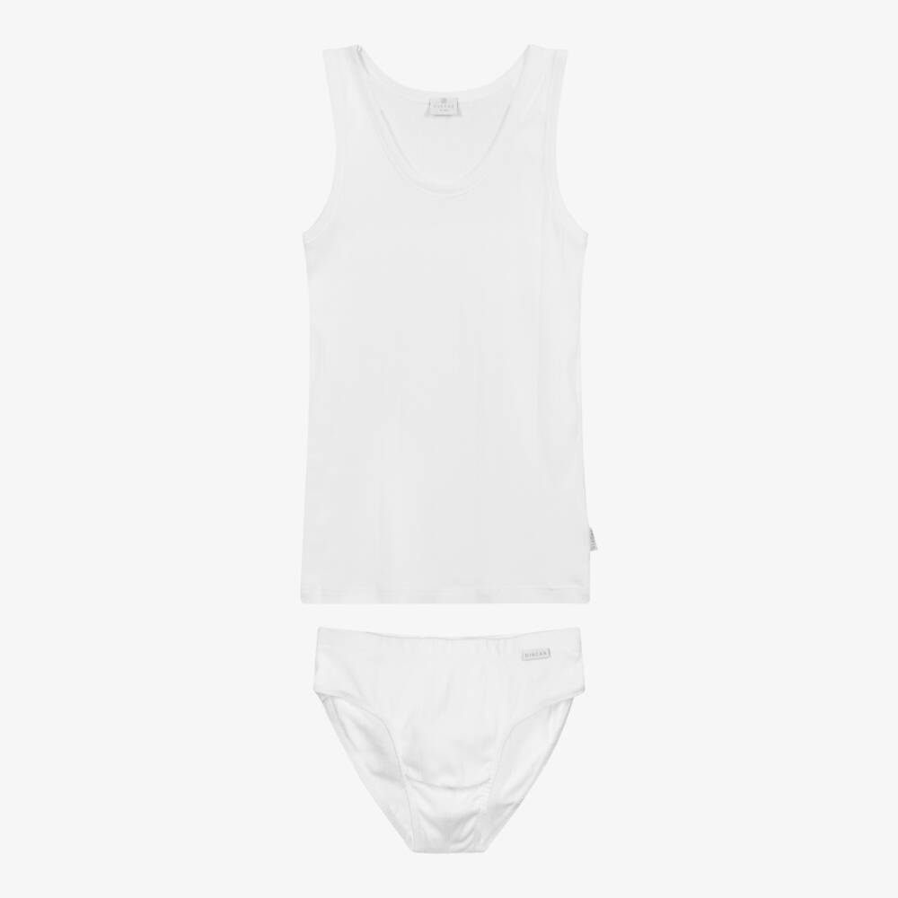 Diacar-Boys White Cotton Vest Set | Childrensalon Outlet