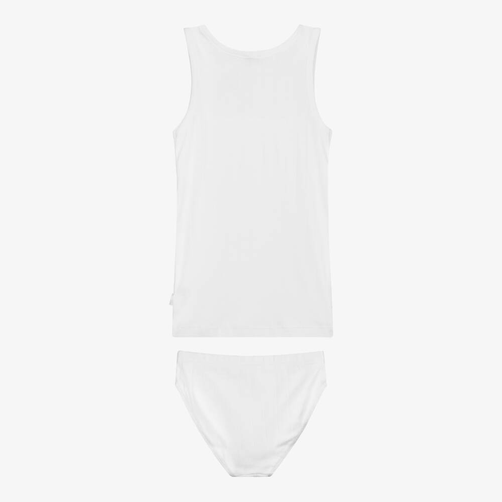 دياكار-طقم فيست وسروال داخلي قطن لون أبيض للأولاد | Childrensalon Outlet