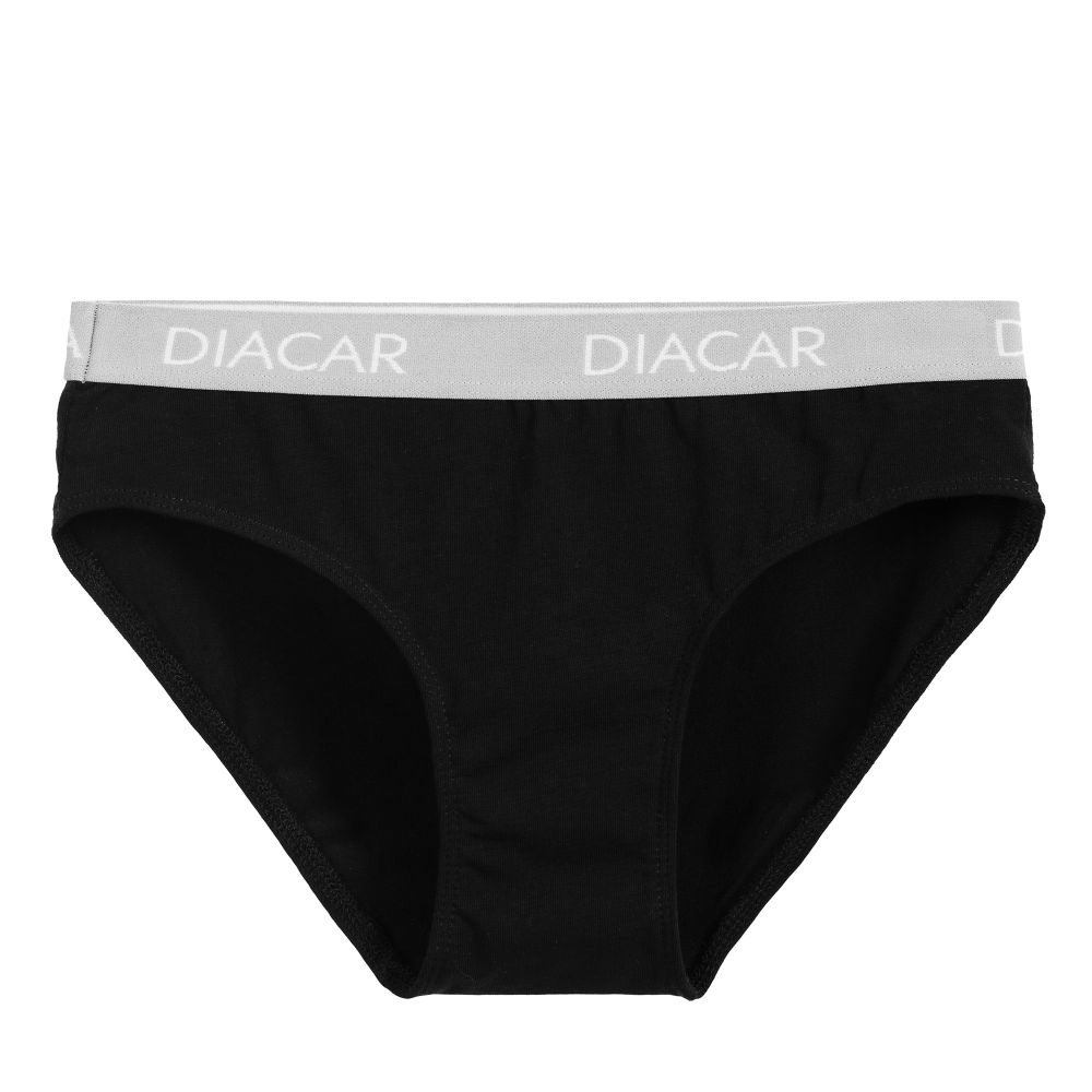 Diacar - Girls Black Cotton Knickers | Childrensalon