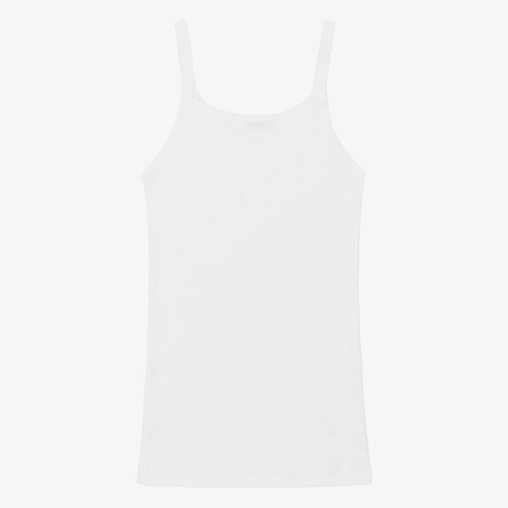 Diacar-Girls Soft White Cotton Tank | Childrensalon Outlet
