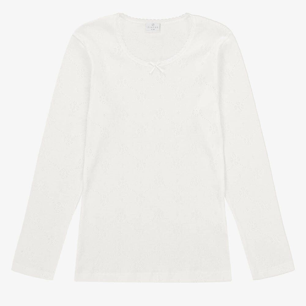 Diacar-Girls Soft White Jersey Top | Childrensalon Outlet