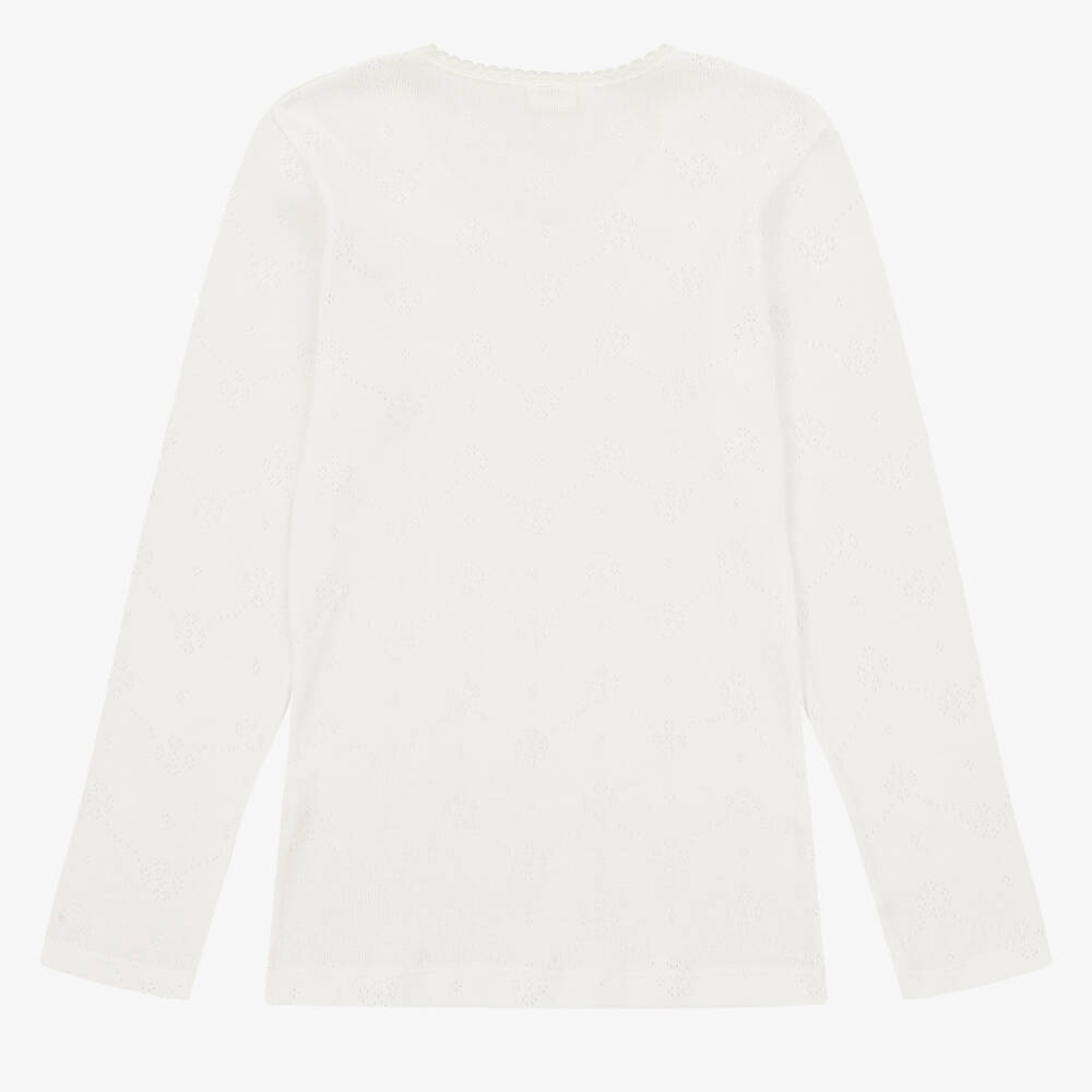 دياكار-بلوزة ناعمة بيضاء للبنات | Childrensalon Outlet
