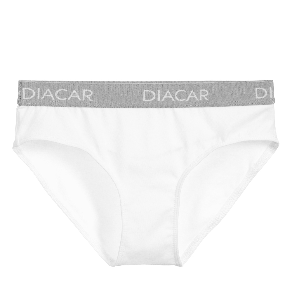 Diacar - Girls White Cotton Knickers | Childrensalon