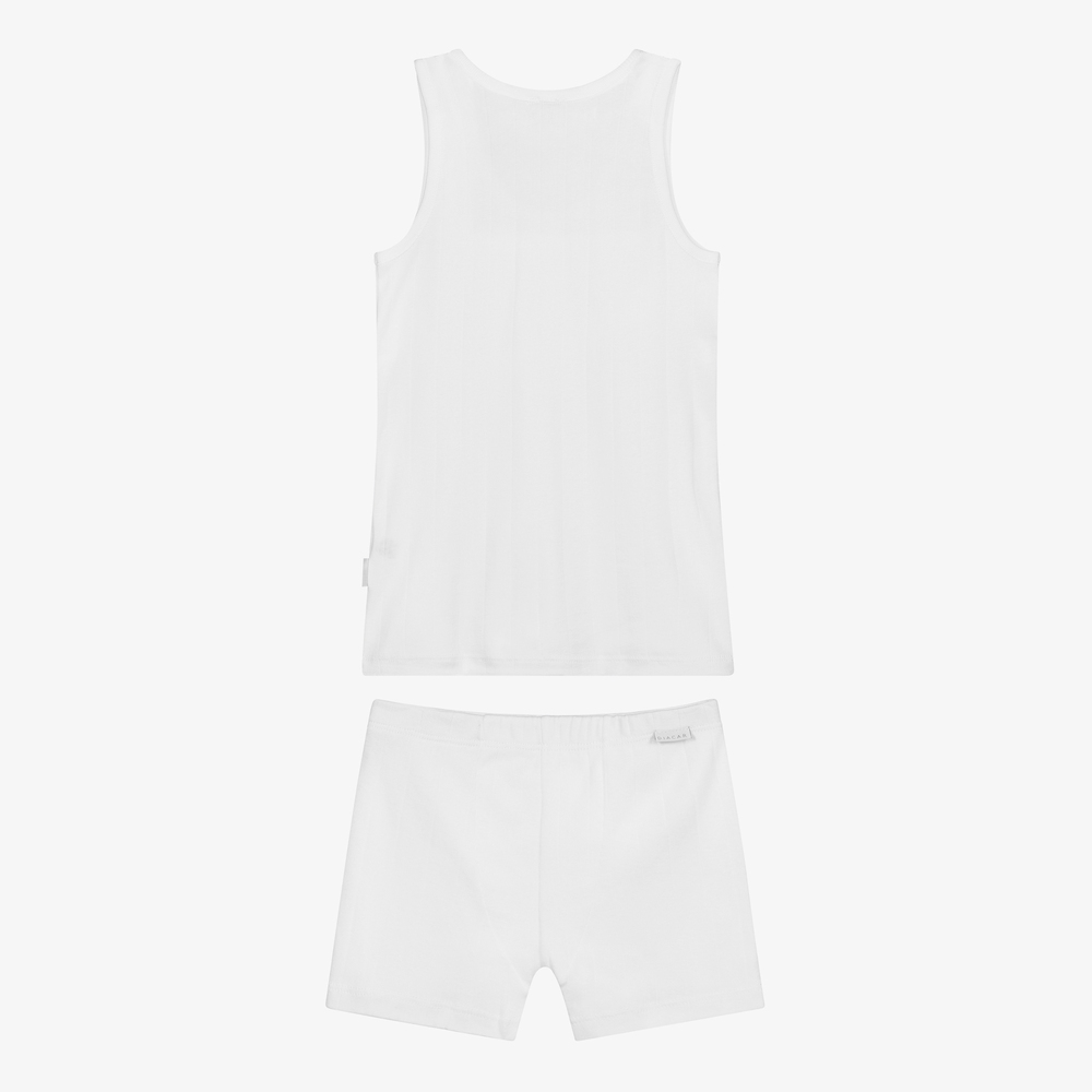 دياكار-طقم توب فيست وبوكسرات قطن لون أبيض للأولاد | Childrensalon Outlet