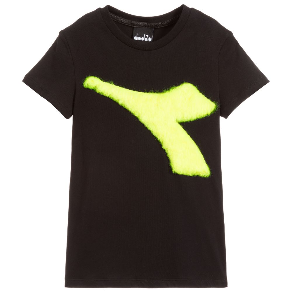 Diadora - Black Cotton Jersey T-Shirt | Childrensalon