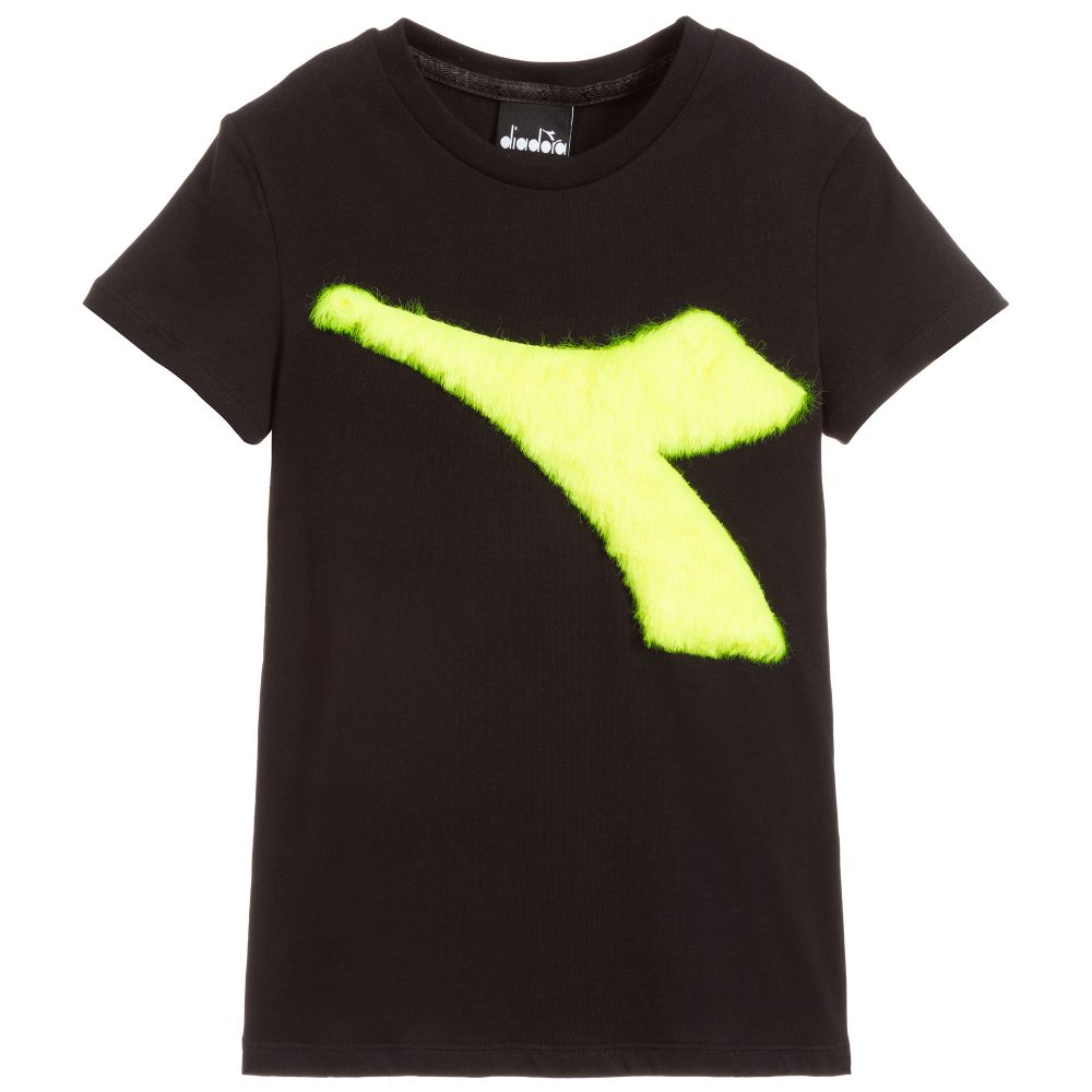 Diadora Black Cotton Jersey T Shirt Childrensalon Outlet