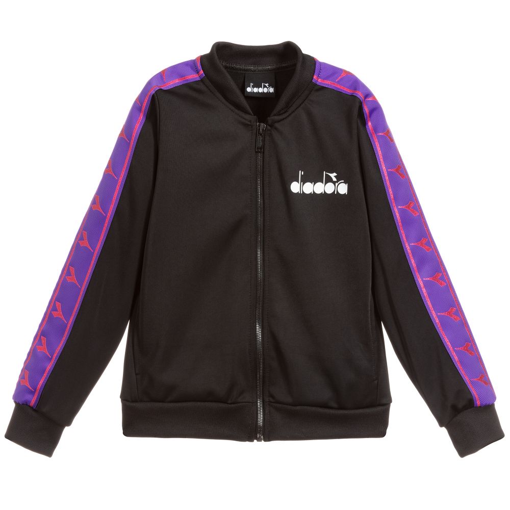 Diadora-Black Jersey Zip-Up Top | Childrensalon Outlet