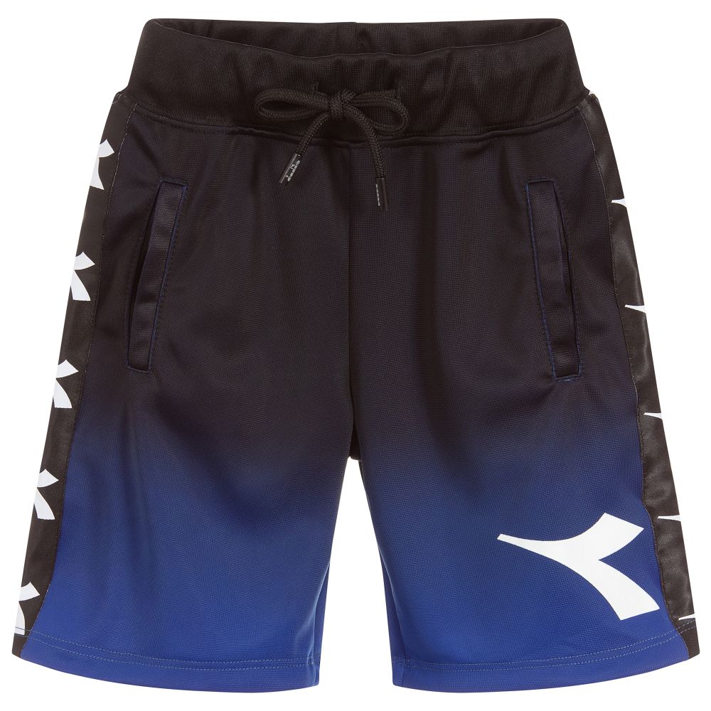 Diadora - Boys Black \u0026 Blue Logo Shorts 