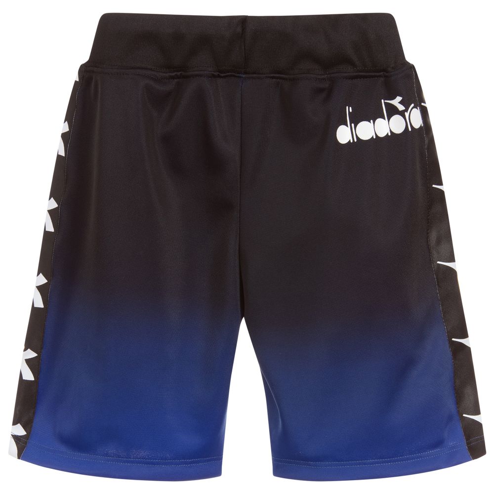 Diadora Boys Black Blue Logo Shorts