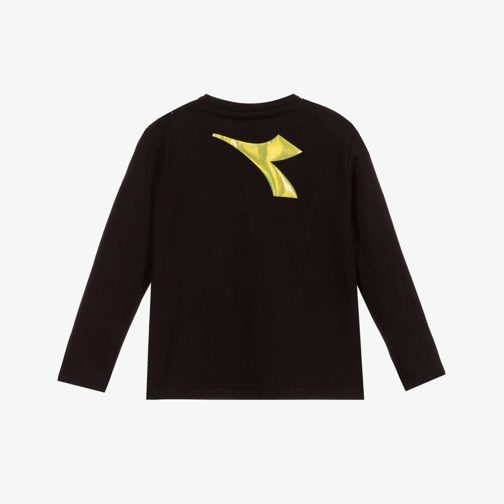 Diadora-Boys Black Cotton Top | Childrensalon Outlet